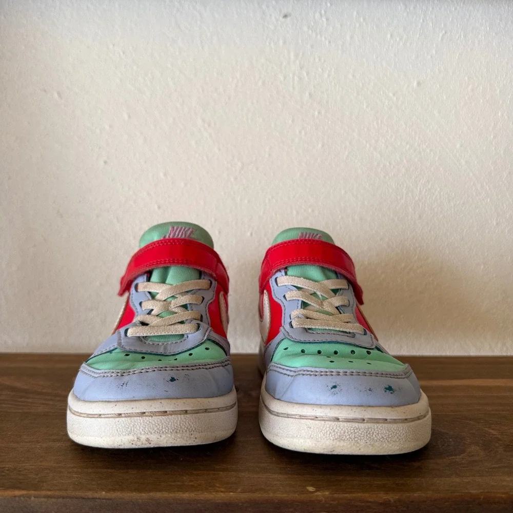 Nike Court Borough Low Recraft Kids Sneakers Red Blue Green DV5457-400 Size 13C